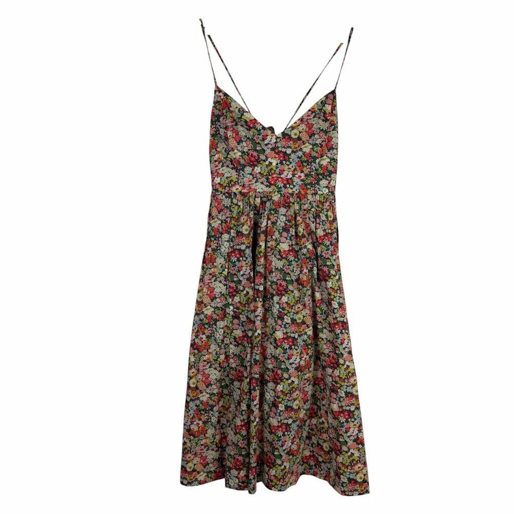 J. Crew size 12 Spaghetti-strap Dress in Aqua Papaya Liberty Thorpe